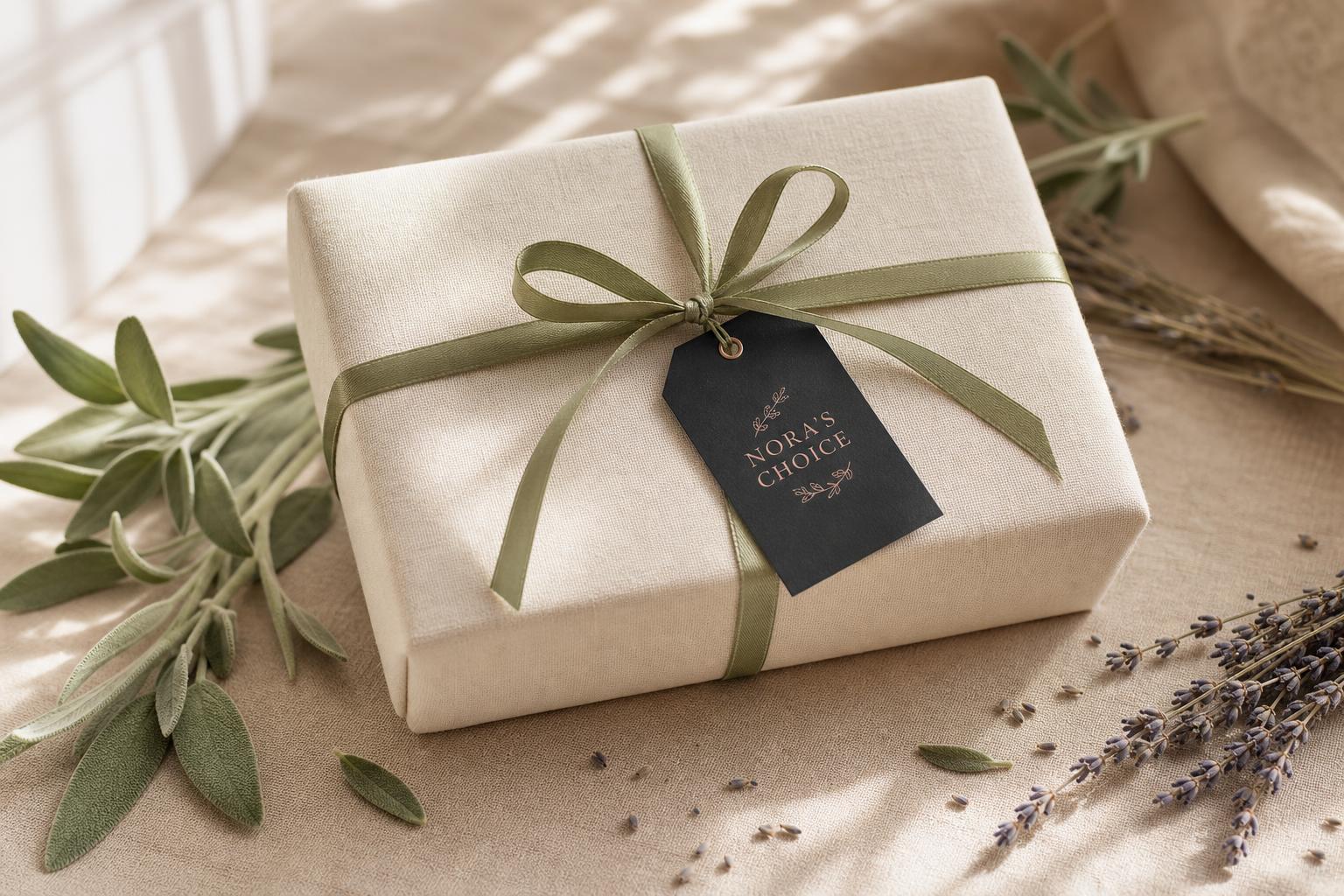 Botanical herbs and organic ingredients featured across the Nora's Choice ritual — sage, rosemary, chamomile, lavender, calendula, aloe, rosehips, honey and shea butter